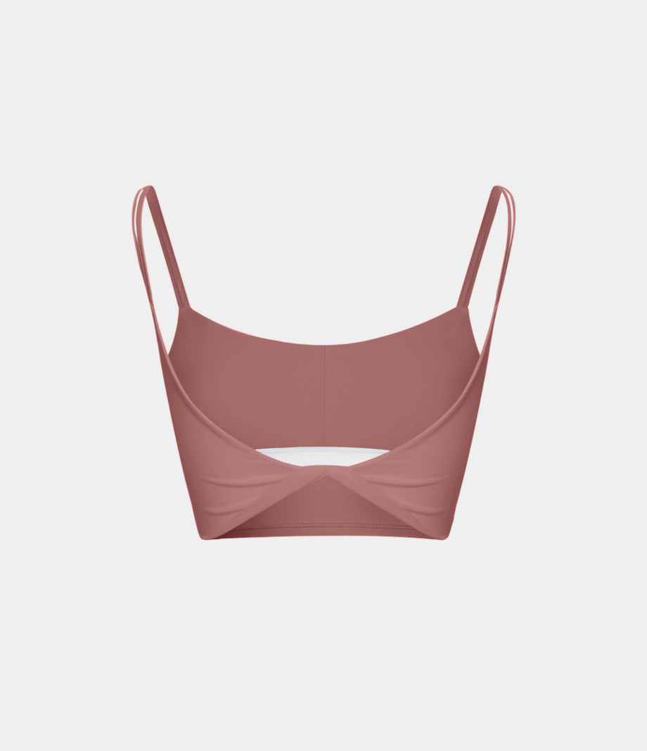 Double Straps Cropped Yoga Tank Top - Nostalgia Rose