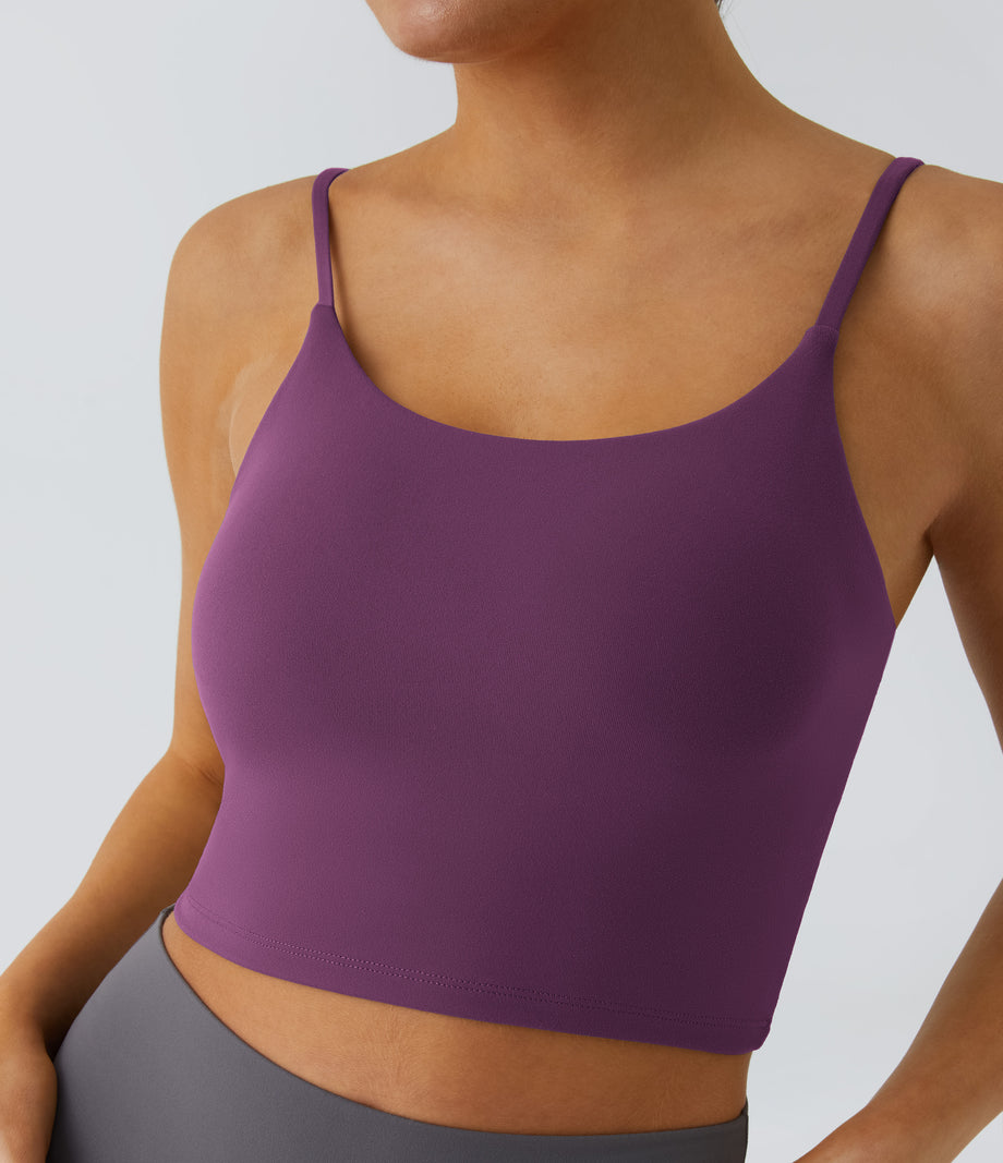 Basic Padded Workout Cropped Low Support Tank Top A-D Cups - Wood Violet