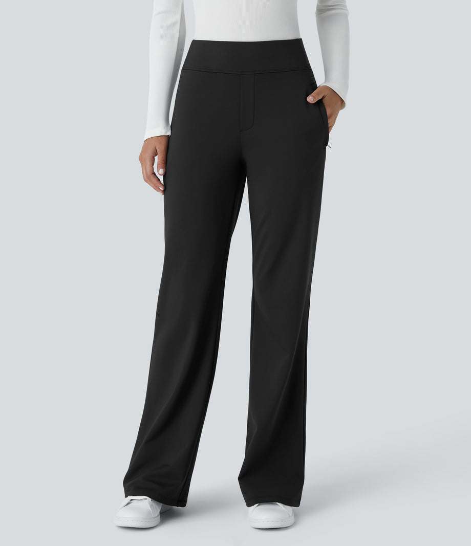 Halara Flex™ DayStretch Mid Rise Side Zipper Pocket Work Flare Pants - Black
