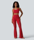 Halara UltraSculpt™ High Waisted Tummy Control Contrast Lace Yoga Flare Leggings with Pocket - Aura Orange
