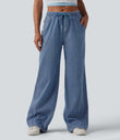 Halara Flex™ Low Rise Drawstring Wide Leg Sparkle Casual Sweatpants Jeans with Pockets - Malibu Blue Denim