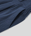 High Waisted Pocket Wide Leg Flowy Solid Palazzo Casual Linen-Feel Pants - Deep Secluded Blue