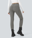 DayStretch High Waisted Zipper Pockets Solid Skinny Cargo Pants - Silent Storm