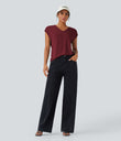 V Neck Short Sleeve Casual T-Shirt - New Maroon