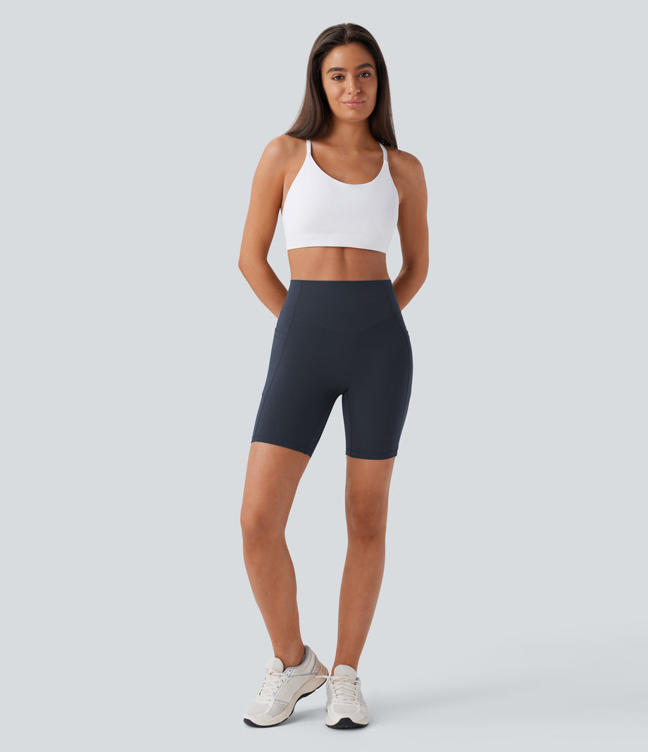 Halara UltraSculpt™ High Waisted Scrunch Butt Lifting Tummy Control Side Pocket Shaping Workout Biker Shorts 7'' - Carbon