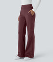 Halara Flex™ DayStretch Mid Rise Side Zipper Pocket Work Flare Pants - Red Mahogany