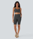 Halara UltraSculpt™ High Waisted Tummy Control Pocket Shaping Training Biker Shorts 9'' - Volcanic Ash