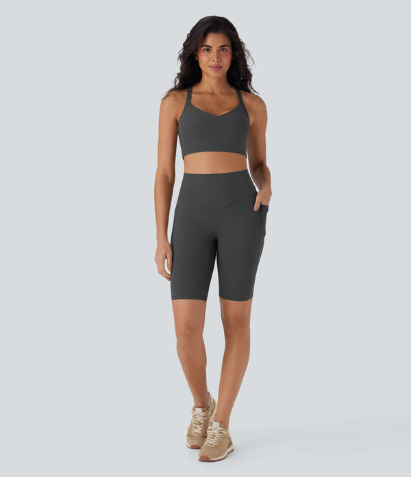 Halara UltraSculpt™ High Waisted Tummy Control Pocket Shaping Training Biker Shorts 9'' - Volcanic Ash