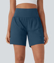 SoftlyZero™ Airy Super High Waisted 2-in-1 Cool Touch Yoga Shorts 7" with Pockets - Majolica Blue