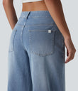 Halara Flex™ Low Rise Zipper Pockets Washed Baggy Wide Leg Casual Jeans - Light Blue – Glacier Light Blue