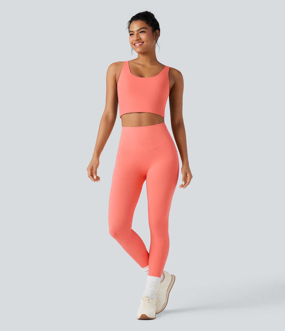 Halara UltraSculpt™ High Waisted Butt Lifting Tummy Control Pocket Shaping Workout Leggings - Fusion Coral