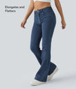 Halara Flex™ Mid Rise Pockets Casual Bootcut Jeans - Washed Denim Bleached Blue