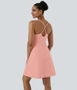 SoftlyZero™ Airy Cut Out 2-in-1 Pocket Cool Touch Longer Active Dress-UPF50+ - Peach Melba