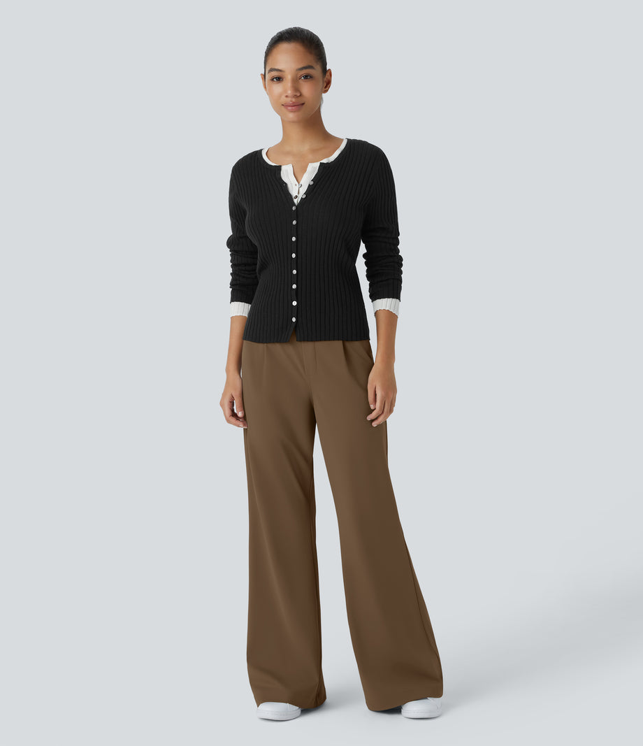 Halara Flex™ DayStretch High Waisted Pocket Work Flare Pants - Sepia