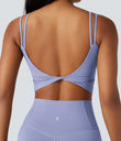 Halara UltraSculpt™ Double Straps Twisted Backless Cropped Yoga Tank Top - Baby Lavender