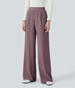 Halara Flex™ High Waisted Body Sculpt Waist-Slimming Pocket Wide Leg Micro Waffle Work Pants - Dark Plum
