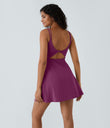 SoftlyZero™ Plush Double Straps 2-Piece Pocket Slip Dance Active Dress A-D Cups - Ume Purple