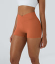 SoftlyZero™ High Waisted Crossover Plain Yoga Biker Shorts 3''-UPF50+ - Spice Route