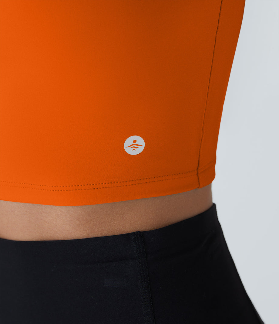SoftlyZero™ Airy Square Neck Backless Crisscross Cropped Cool Touch Yoga Tank Top-UPF50+ - Exotic Orange