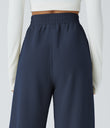 High Waisted Pocket Straight Leg Baggy Mop Corduroy Casual Pants - Mood Indigo