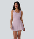 SoftlyZero™ Airy U Neck 2-in-1 Pocket Mini Cool Touch Dance Active Dress-Easy Peezy - Pink Purple