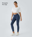 Halara Flex™ Crossover Pocket Washed Denim Work Leggings - Washed Denim Bleached Blue