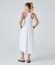 Breezeful™ Backless Racerback Side Pocket High Low Flowy Midi Quick Dry Casual Dress - White