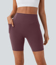 Halara UltraSculpt™ High Waisted Scrunch Butt Lifting Tummy Control Side Pocket Shaping Workout Biker Shorts 7'' - Evening Red