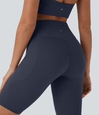 Halara UltraSculpt™ High Waisted Tummy Control Pocket Shaping Training Biker Shorts 9'' - Mood Indigo