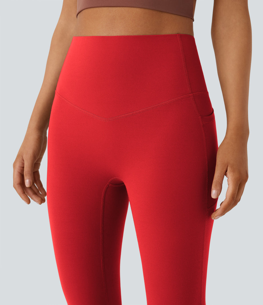 Halara UltraSculpt™ High Waisted Tummy Control Pocket Shaping Yoga Bootcut Leggings - Aura Orange