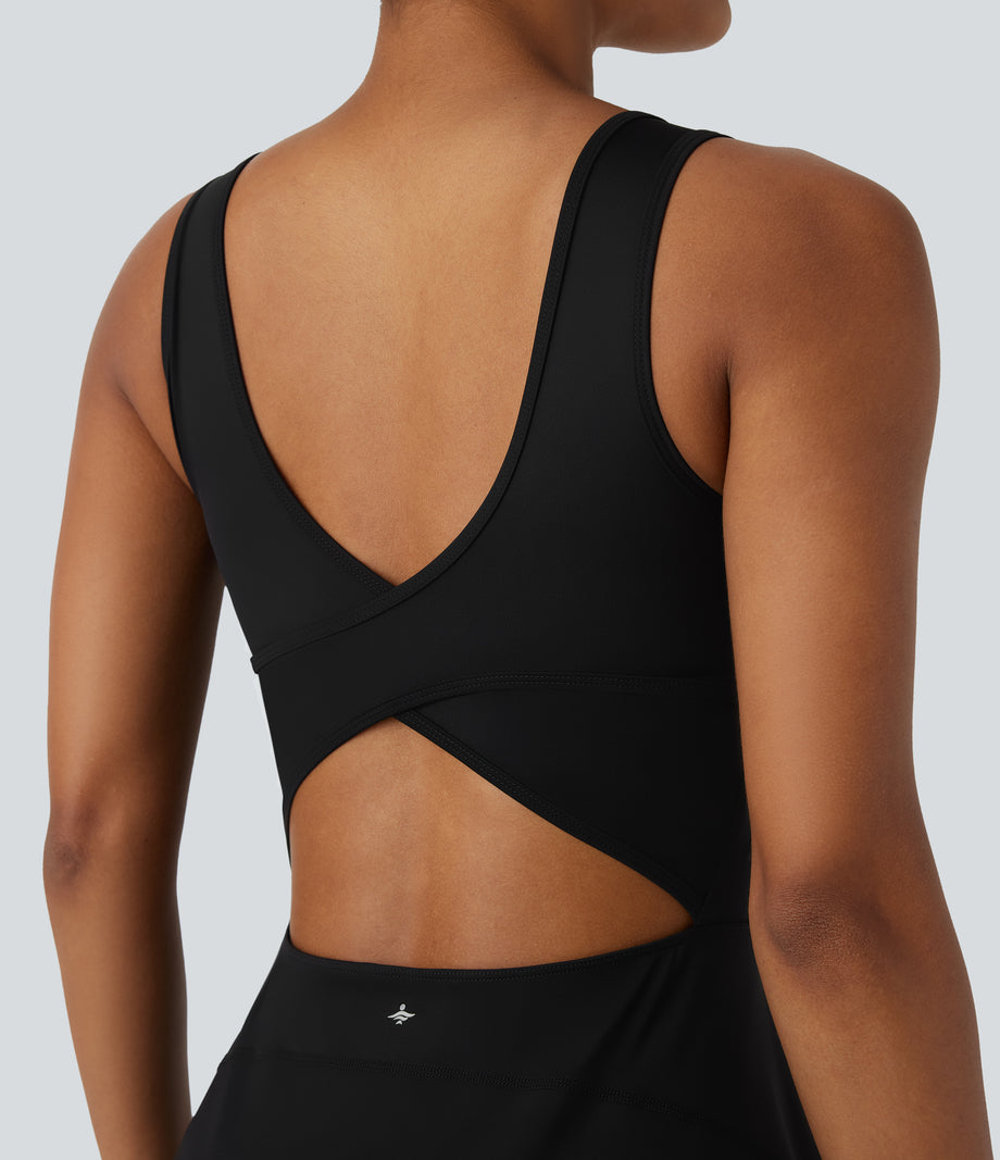 SoftlyZero™ Airy U Neck 2-in-1 Pocket Mini Cool Touch Dance Active Dress - Black