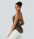 Halara UltraSculpt™ Round Neck Curved Hem Workout Tank Top - Thick Earthy Brown