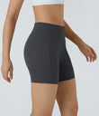 High Waisted Pocket Running Biker Shorts - Asphalt