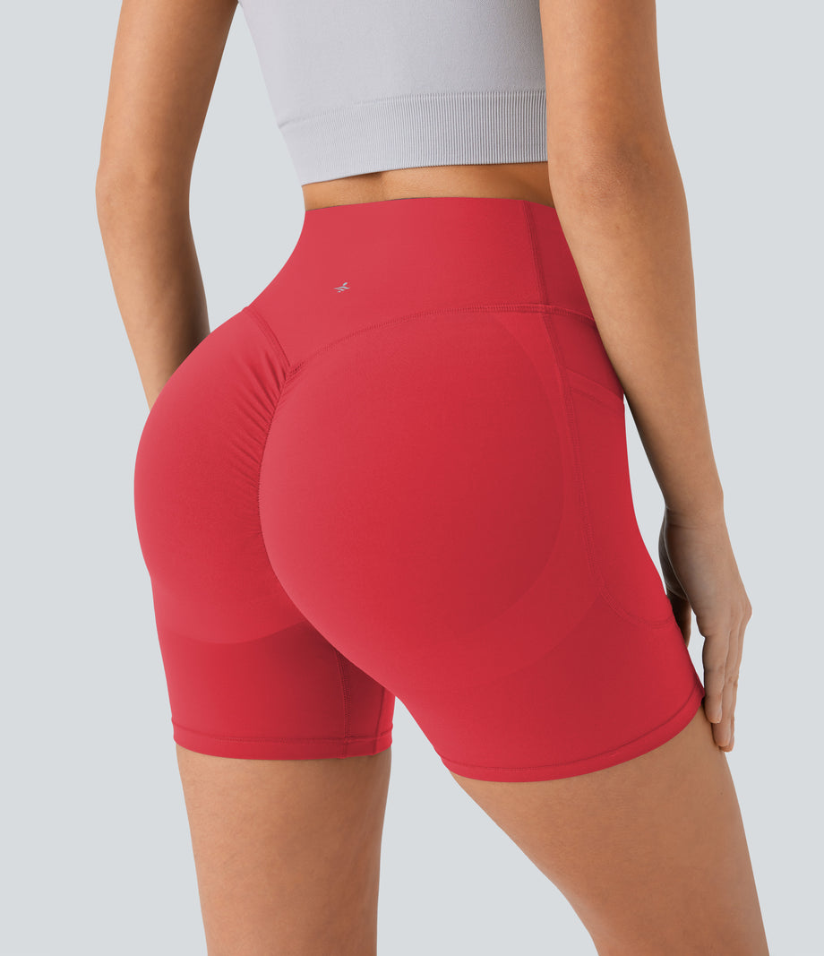 Halara UltraSculpt™ High Waisted Scrunch Butt Lifting Tummy Control Pocket Shaping Workout Biker Shorts 5'' - Bittersweet