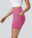 Halara UltraSculpt™ High Waisted Tummy Control Pocket Shaping Training Biker Shorts 7'' - Pink Power