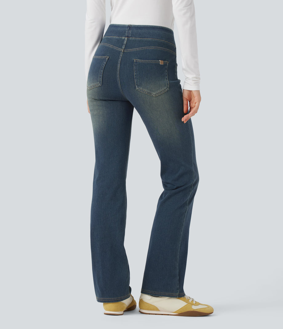 Halara Flex™ High Waisted Pockets Washed Casual Bootcut Jeans - Blue Surf Denim