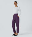 Halara Flex™ High Waisted Pocket Solid Work Tapered Pants - Blackberry Cordial