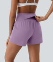 SoftlyZero™ Airy Super High Waisted 2-in-1  Cool Touch Yoga Shorts 5'' with Pockets-Longer Length - Orchid Bouquet