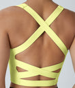 SoftlyZero™ Airy Square Neck Backless Crisscross Cropped Cool Touch Yoga Tank Top-UPF50+ - Mandarin Yellow