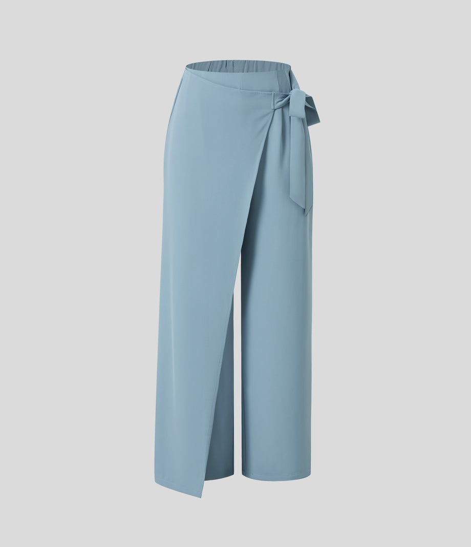Halara Flex™ High Waisted Tie Side Wide Leg Work Pants - Forget-Me-Not