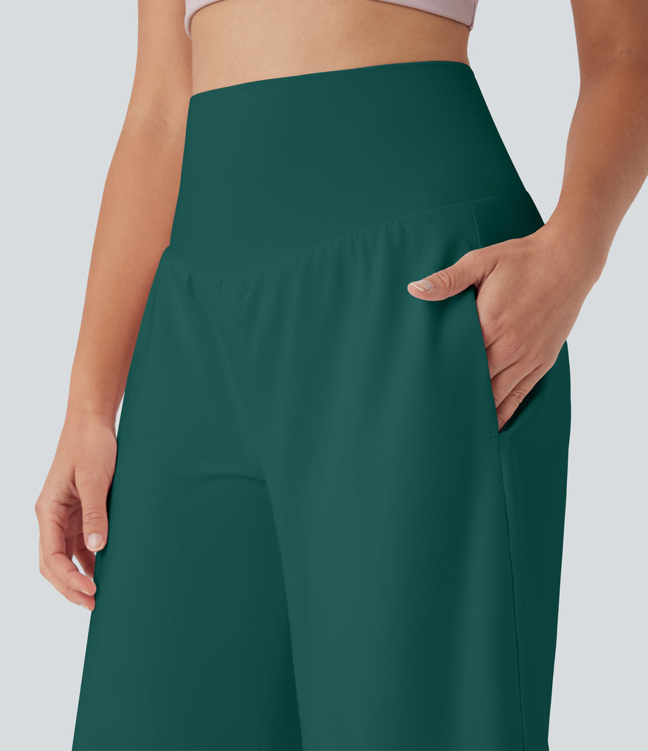 SoftlyZero™ Airy High Waisted Pockets Cool Touch Yoga Bermuda Shorts - Forest Biome