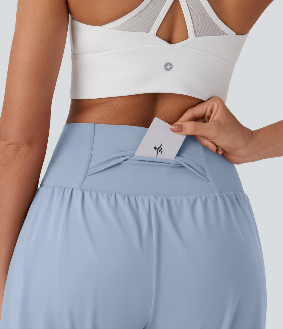 SoftlyZero™ Airy Super High Waisted 2-in-1 Cool Touch Yoga Shorts 7" with Pockets - Skyway
