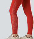 SoftlyZero™ High Waisted Crossover Contrast Lace Pocket Yoga Leggings-UPF50+ - Valiant Poppy