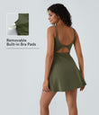 SoftlyZero™ Plush Double Straps 2-Piece Pocket Slip Dance Active Dress A-D Cups - Grass Grey Green