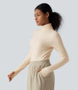 Halara HeatCore Turtleneck Long Sleeve Thumb Hole Casual Warming Top - Whitecap Gray