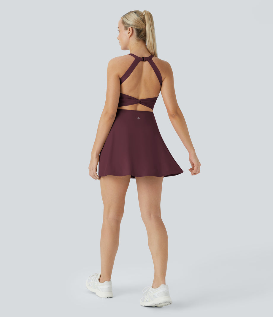 SoftlyZero™ Airy Backless Twisted Cool Touch Dance Active Dress-Easy Peezy Edition - Fig