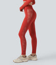 SoftlyZero™ High Waisted Crossover Contrast Lace Pocket Yoga Leggings-UPF50+ - Valiant Poppy
