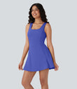 SoftlyZero™ Airy U Neck 2-in-1 Pocket Mini Cool Touch Dance Active Dress - Aster Blue