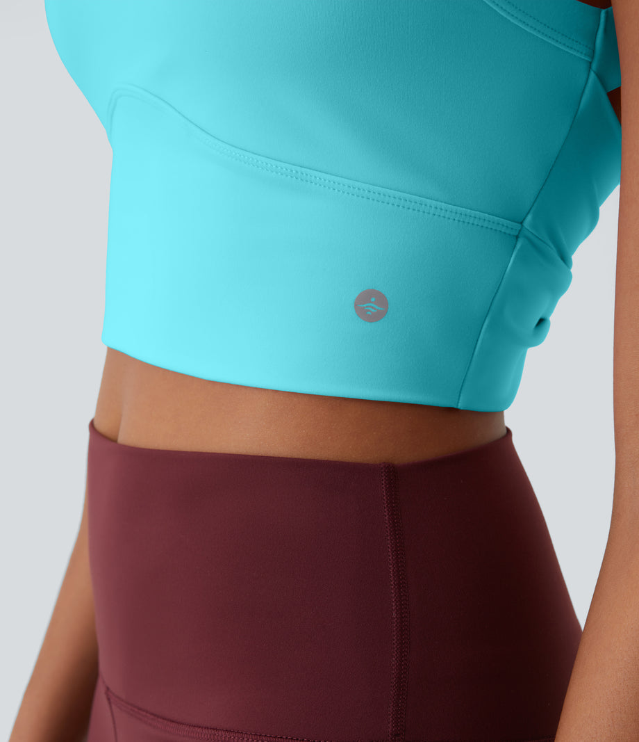 SoftlyZero™ Plush Cut Out Cropped Yoga Tank Top - Baroque Blue