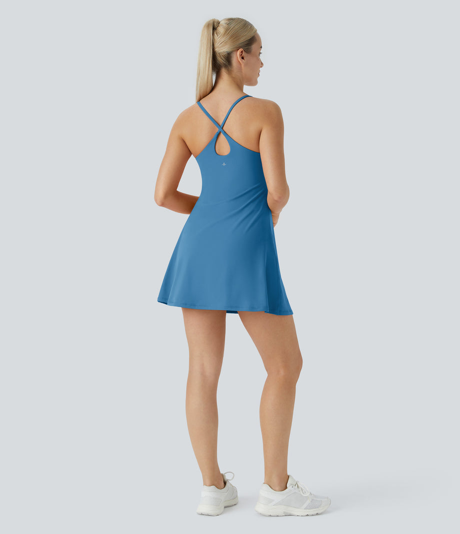 SoftlyZero™ Plush Backless Active Dress - Gloomy Blue